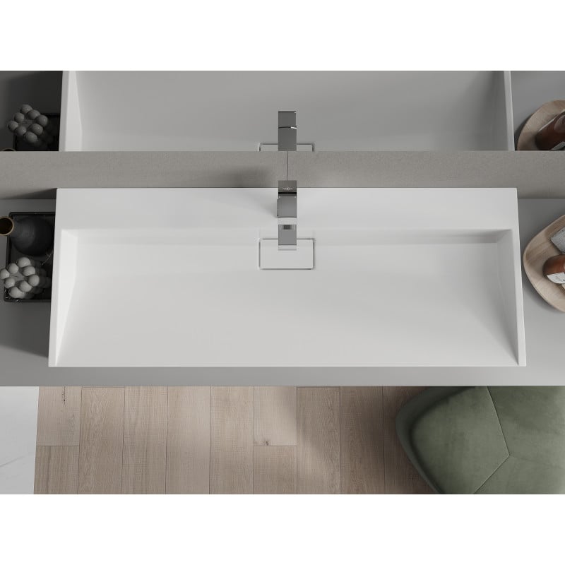 Mexen Ava lavabo sur plan en conglomérat 1/O 120 x 46 cm, blanc - 23011201