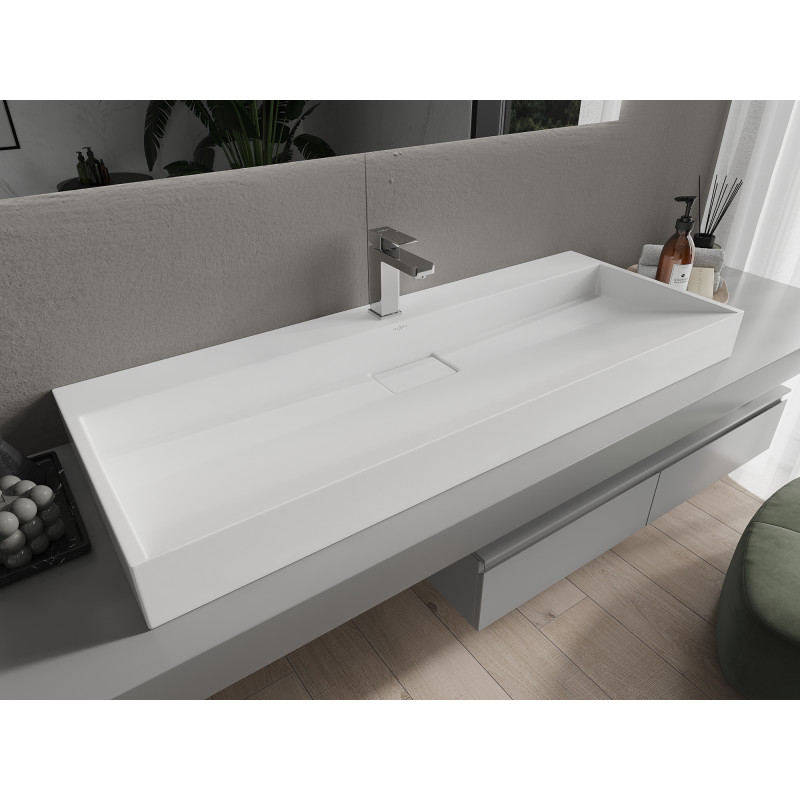 Mexen Ava lavabo à poser en composite 1/O 120 x 46 cm, blanc - 23011201