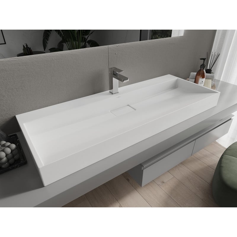 Mexen Ava lavabo sur plan en conglomérat 1/O 120 x 46 cm, blanc - 23011201