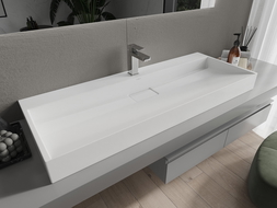 Mexen Ava lavabo de comptoir en conglomérat 1 trou 120 x 46 cm, Blanc - 23011201