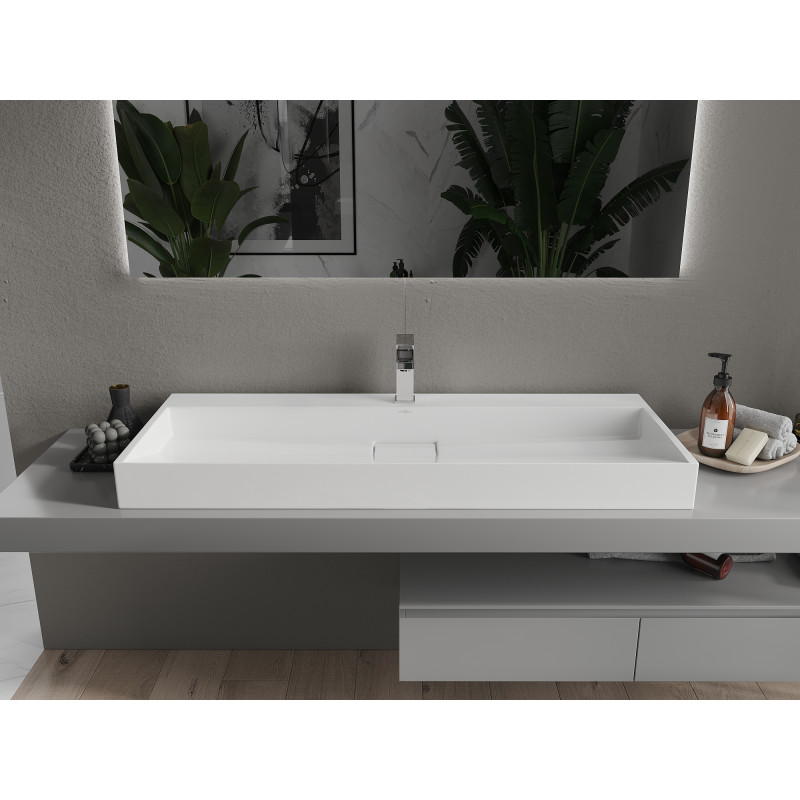 Mexen Ava lavabo à poser en composite 1/O 120 x 46 cm, blanc - 23011201