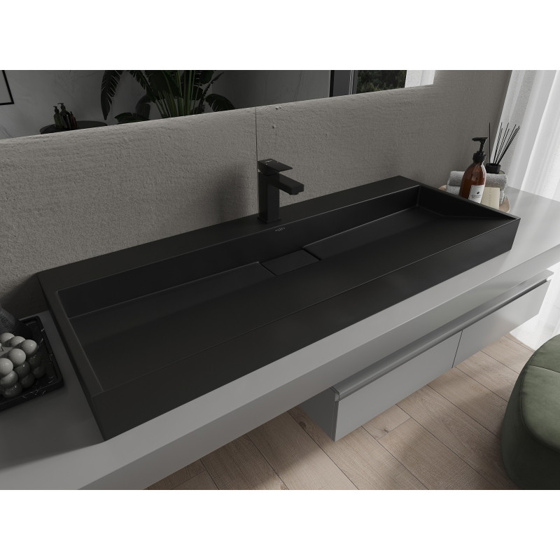 Mexen Ava lavabo à poser en composite 1/O 120 x 46 cm, noir - 23011271