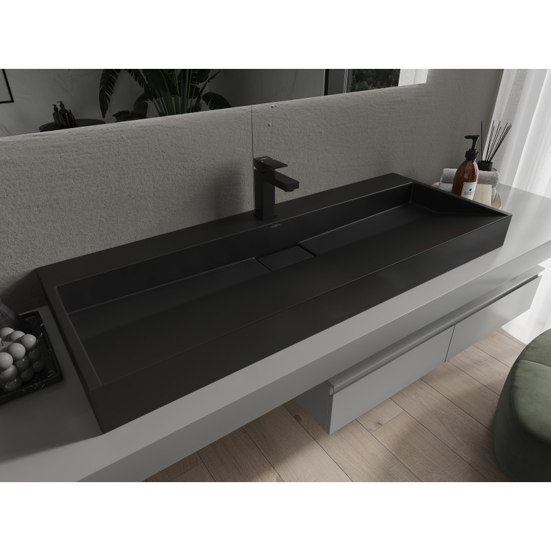 Mexen Ava lavabo à poser en conglomérat 1/O 120 x 46 cm, noir - 23011271