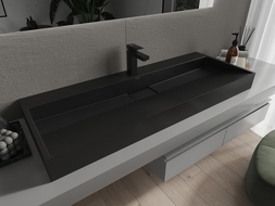 Mexen Ava lavabo de comptoir en conglomérat 1 trou 120 x 46 cm, Noir - 23011271