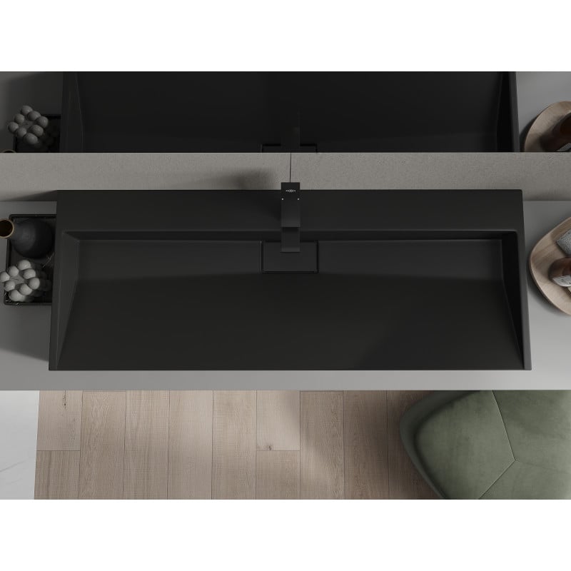Mexen Ava lavabo à poser en conglomérat 1/O 120 x 46 cm, noir - 23011271