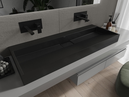 Mexen Ava lavabo de comptoir en conglomérat sans trou 120 x 46 cm, Noir - 23011270