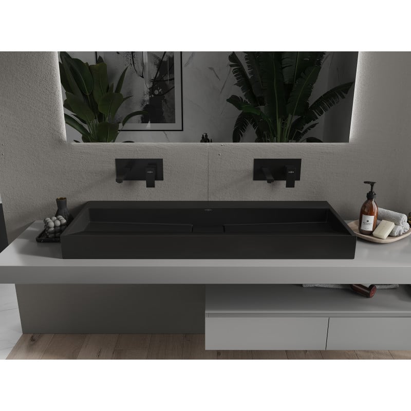 Mexen Ava lavabo à poser en conglomérat B/O 120 x 46 cm, noir - 23011270