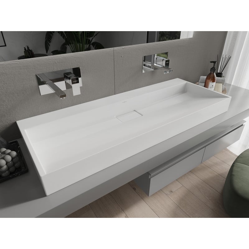 Mexen Ava lavabo sur plan en conglomérat B/O 120 x 46 cm, blanc - 23011200