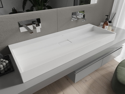 Mexen Ava lavabo de comptoir en conglomérat sans trou 120 x 46 cm, Blanc - 23011200