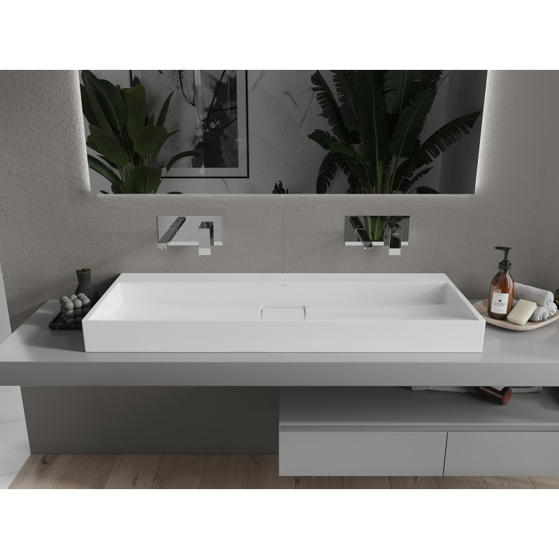 Mexen Ava lavabo de comptoir en composite B/O 120 x 46 cm, blanc - 23011200