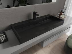 Mexen Ava lavabo de comptoir en conglomérat 1 trou 100 x 46 cm, Noir - 23011071