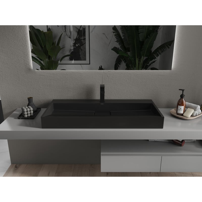 Mexen Ava Vasque à Poser en Conglomérat 1/O 100 x 46 cm, Noire - 23011071