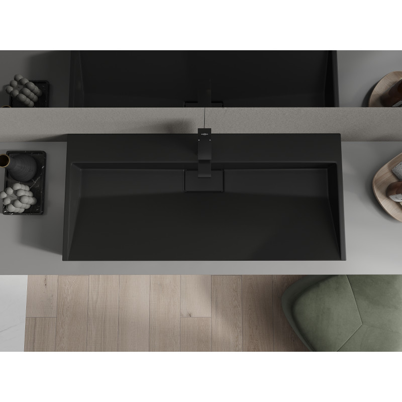 Mexen Ava lavabo à poser en composite 1/O 100 x 46 cm, noir - 23011071