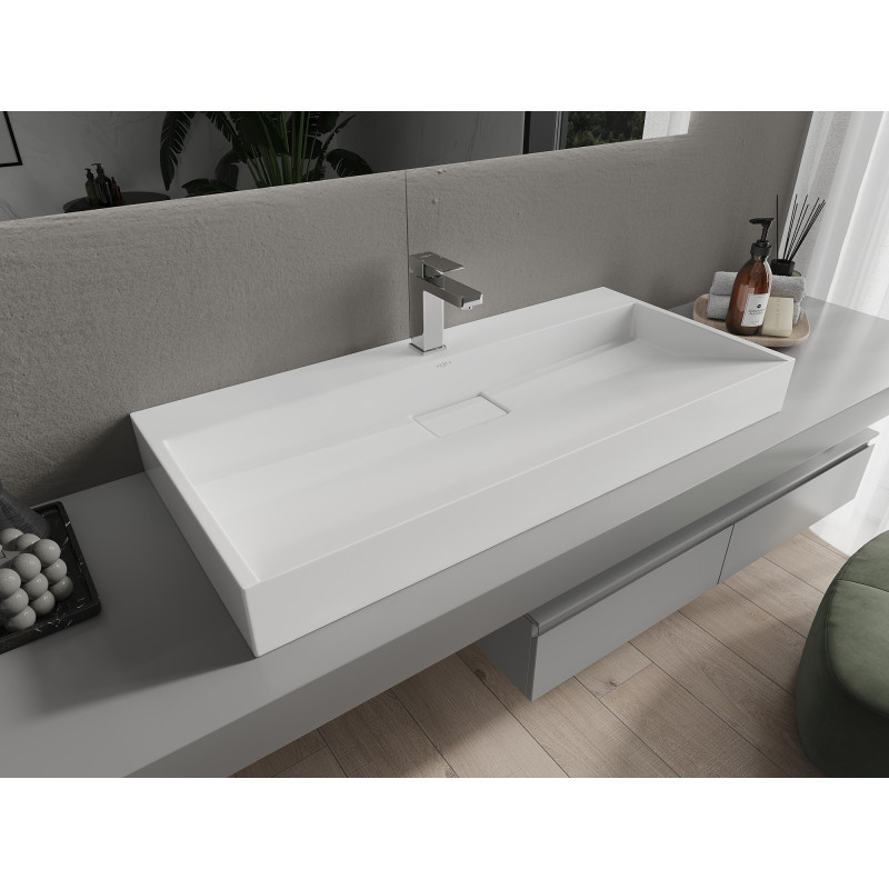 Mexen Ava lavabo à poser en conglomérat 1/O 100 x 46 cm, blanc - 23011001