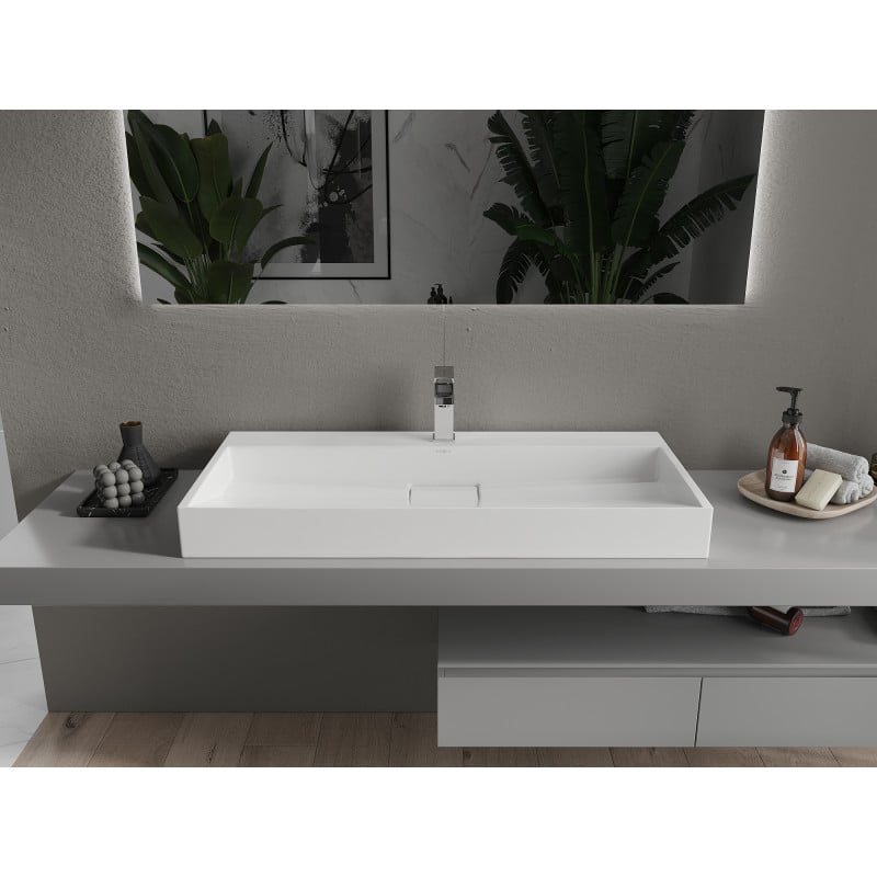 Mexen Ava lavabo à poser en conglomérat 1/O 100 x 46 cm, blanc - 23011001