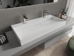 Mexen Ava lavabo de comptoir en conglomérat 2 trous 100 x 46 cm, Blanc - 23011002