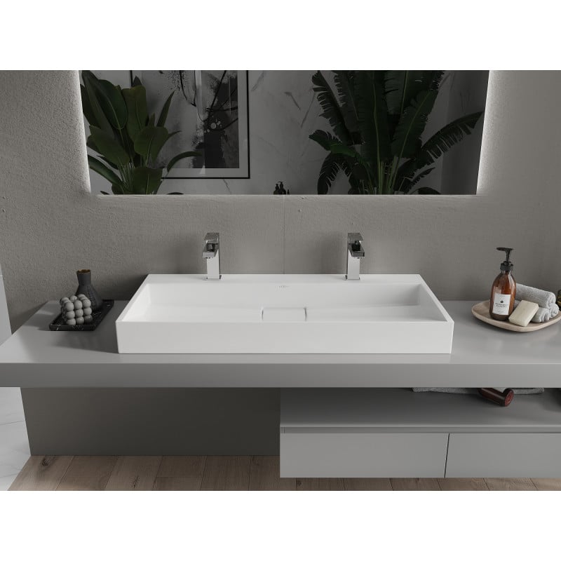 Mexen Ava lavabo à poser en conglomérat 2/O 100 x 46 cm, blanc - 23011002