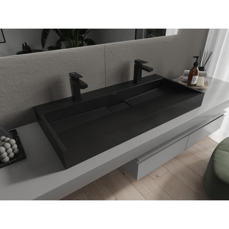 Mexen Ava lavabo à poser en conglomérat 2/O 100 x 46 cm, noir - 23011072