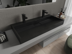 Mexen Ava lavabo de comptoir en conglomérat 2 trous 100 x 46 cm, Noir - 23011072