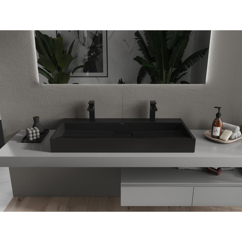 Mexen Ava lavabo à poser en conglomérat 2/O 100 x 46 cm, noir - 23011072