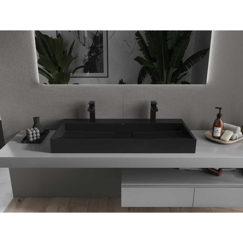 Mexen Ava lavabo sur comptoir en conglomérat 2/O 100 x 46 cm, noir - 23011072