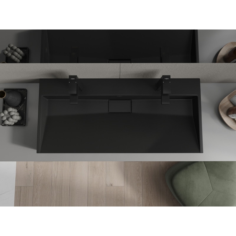 Mexen Ava lavabo sur plan en conglomérat 2/O 100 x 46 cm, noir - 23011072