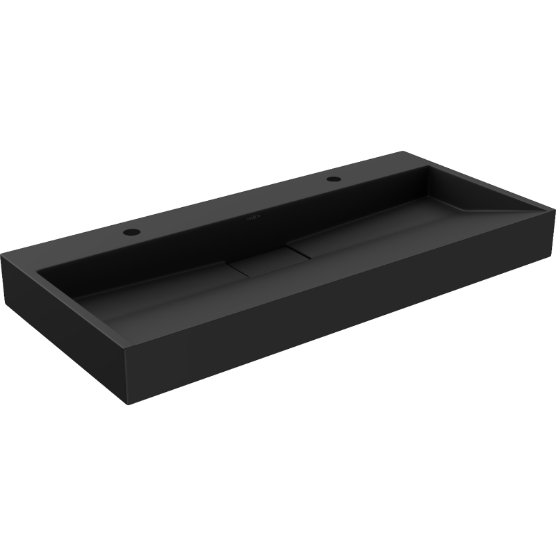 Mexen Ava lavabo de comptoir en conglomérat 2 trous 100 x 46 cm, Noir - 23011072