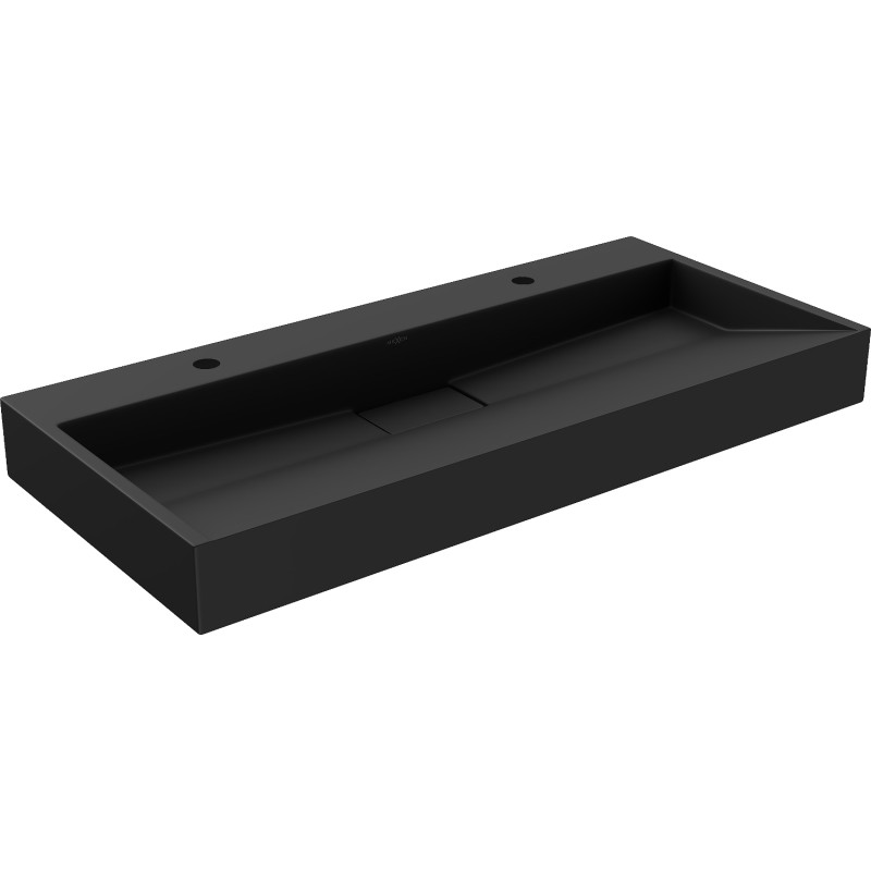 Mexen Ava lavabo sur plan en conglomérat 2/O 100 x 46 cm, noir - 23011072