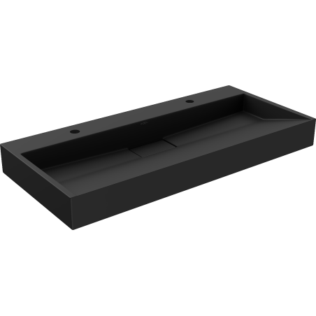 Mexen Ava lavabo de comptoir en conglomérat 2 trous 100 x 46 cm, Noir - 23011072
