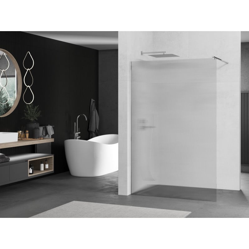 Mexen Kioto paroi de douche Walk-in 100 x 200 cm, rayures 8 mm, chrome - 800-100-101-01-09