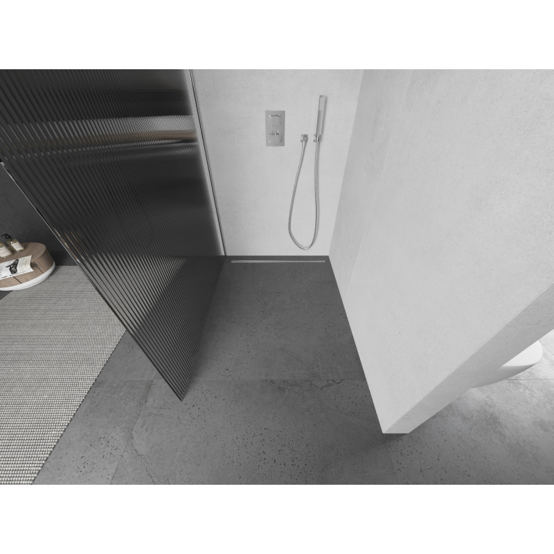 Mexen Kioto paroi de douche Walk-in 120 x 200 cm, stries 8 mm, chrome - 800-120-101-01-09