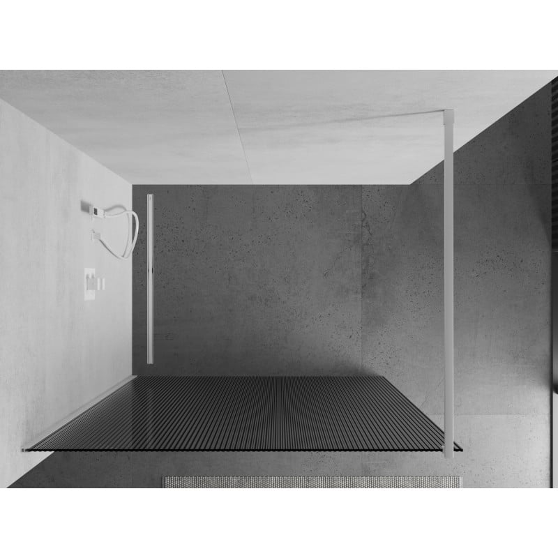 Mexen Kioto paroi de douche Walk-in 90 x 200 cm, rayures 8 mm, blanche - 800-090-101-20-09