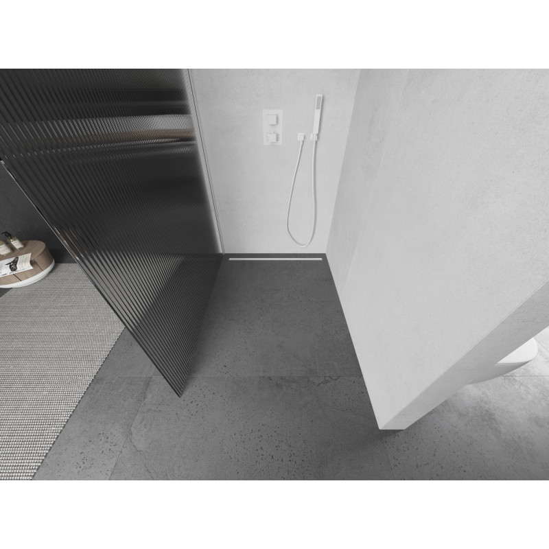 Mexen Kioto paroi de douche Walk-in 70 x 200 cm, rayures 8 mm, blanc - 800-070-101-20-09