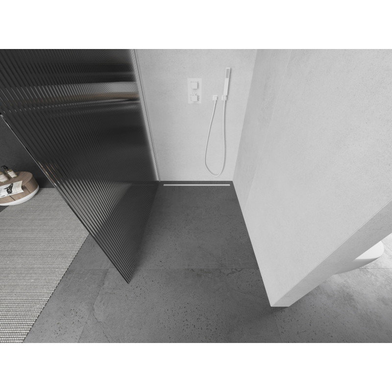Mexen Kioto paroi de douche Walk-in 120 x 200 cm, cannelures 8 mm, blanc - 800-120-101-20-09