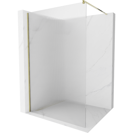 Mexen Kioto paroi de douche Walk-in 100 x 200 cm, rayures 8 mm, or - 800-100-101-50-09