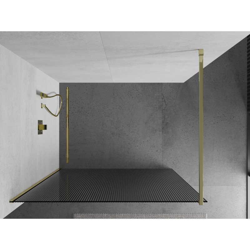 Mexen Kioto paroi de douche Walk-in 110 x 200 cm, rayée 8 mm, or - 800-110-101-50-09