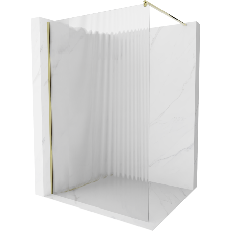 Mexen Kioto paroi de douche Walk-in 130 x 200 cm, rayures 8 mm, dorée - 800-130-101-50-09