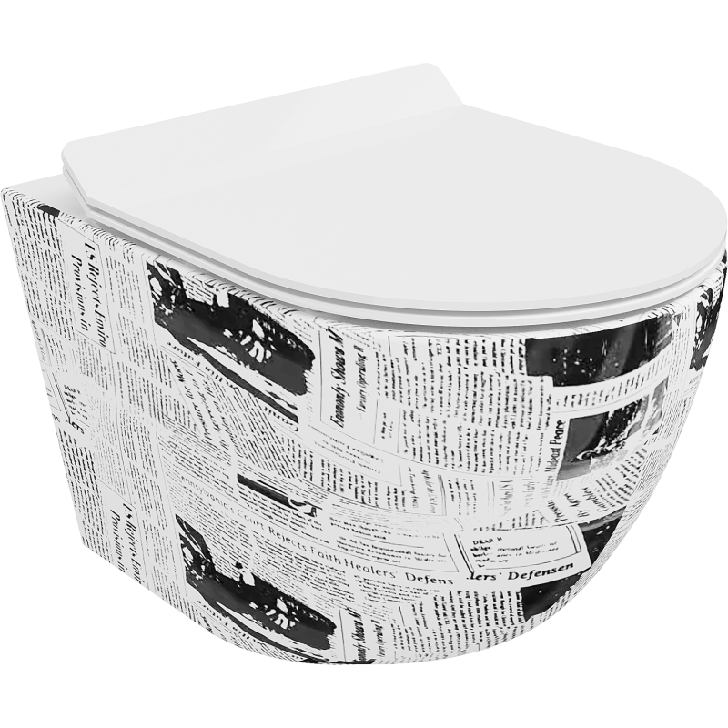 Mexen Lena cuvette WC sans bride avec abattant à descente lente slim, duroplast, blanc motif - 30224099