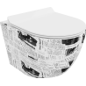 Mexen Lena cuvette WC sans bride avec abattant à descente lente slim, duroplast, blanc motif - 30224099