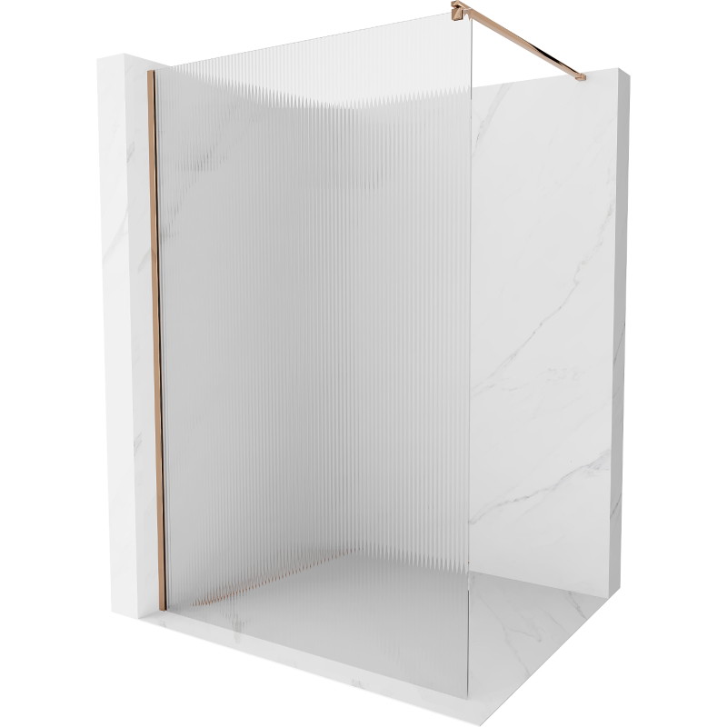 Mexen Kioto paroi de douche Walk-in 80 x 200 cm, rayures 8 mm, or rose - 800-080-101-60-09