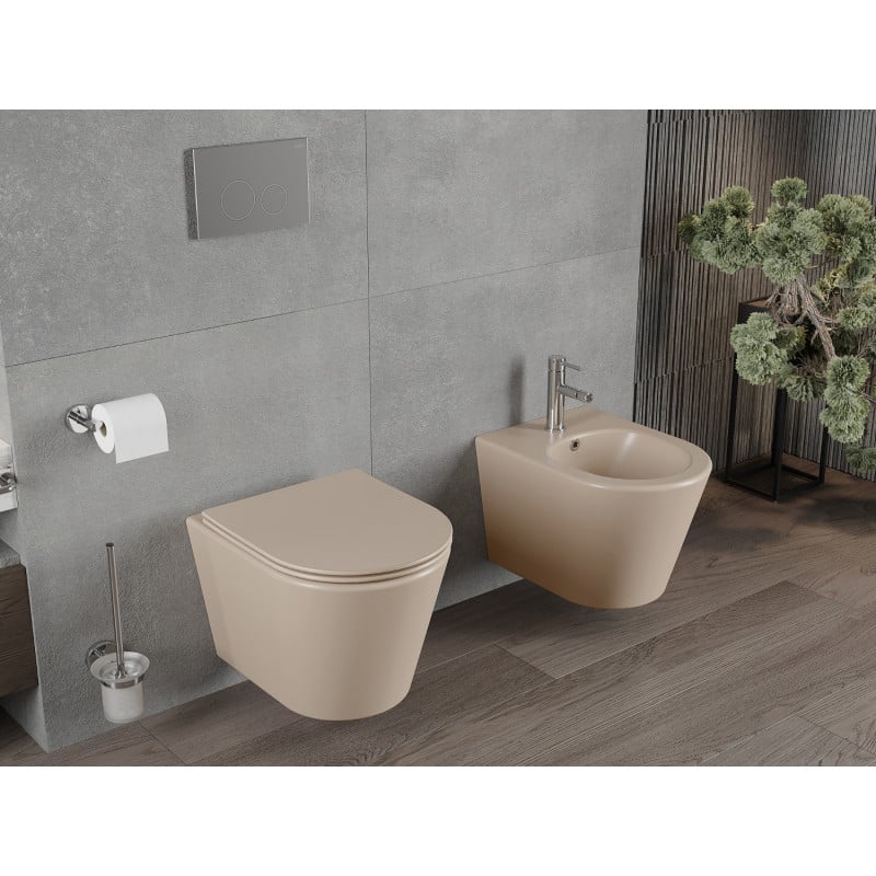 Mexen Rico cuvette WC Rimless avec abattant à descente lente slim, duroplast, cappuccino mat - 30724064