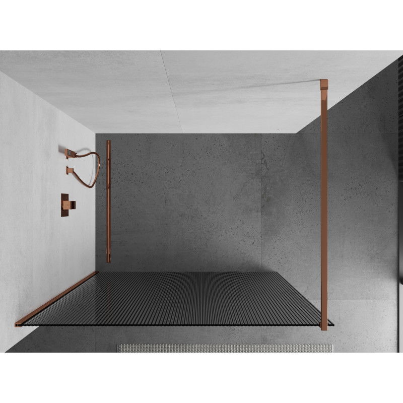Mexen Kioto paroi de douche Walk-in 90 x 200 cm, stries 8 mm, or rose - 800-090-101-60-09