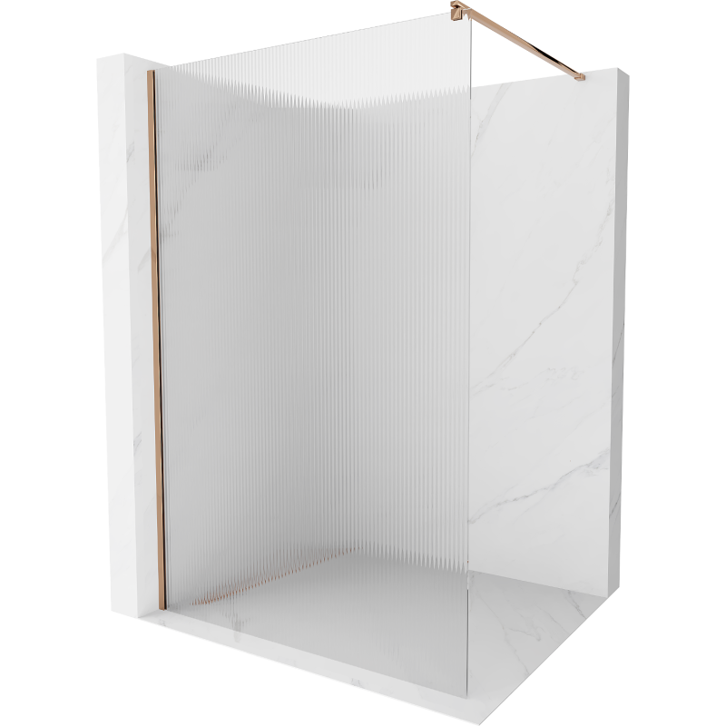 Paroi de douche Mexen Kioto 130 x 200 cm, rayures 8 mm, or rose - 800-130-101-60-09