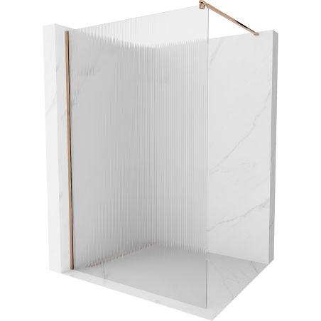 Paroi de douche Mexen Kioto 130 x 200 cm, rayures 8 mm, or rose - 800-130-101-60-09
