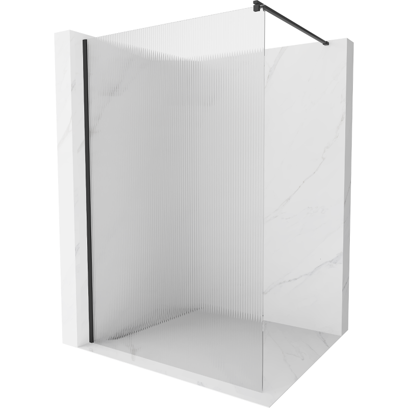 Paroi de douche Mexen Kioto 120 x 200 cm, stries 8 mm, noir - 800-120-101-70-09
