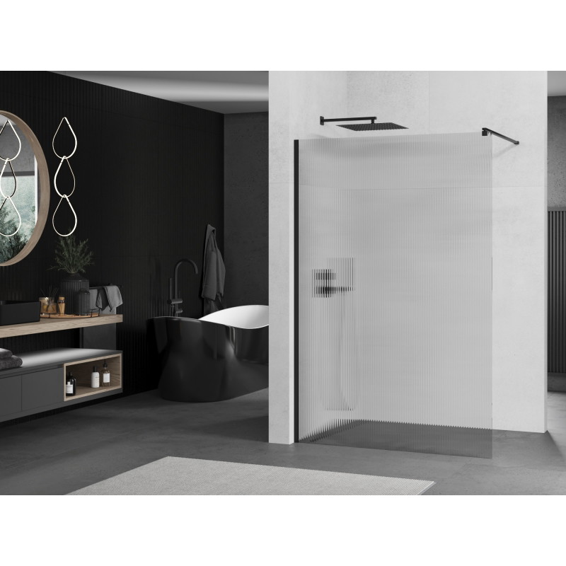 Mexen Kioto paroi de douche 140 x 200 cm, rayures 8 mm, noire - 800-140-101-70-09