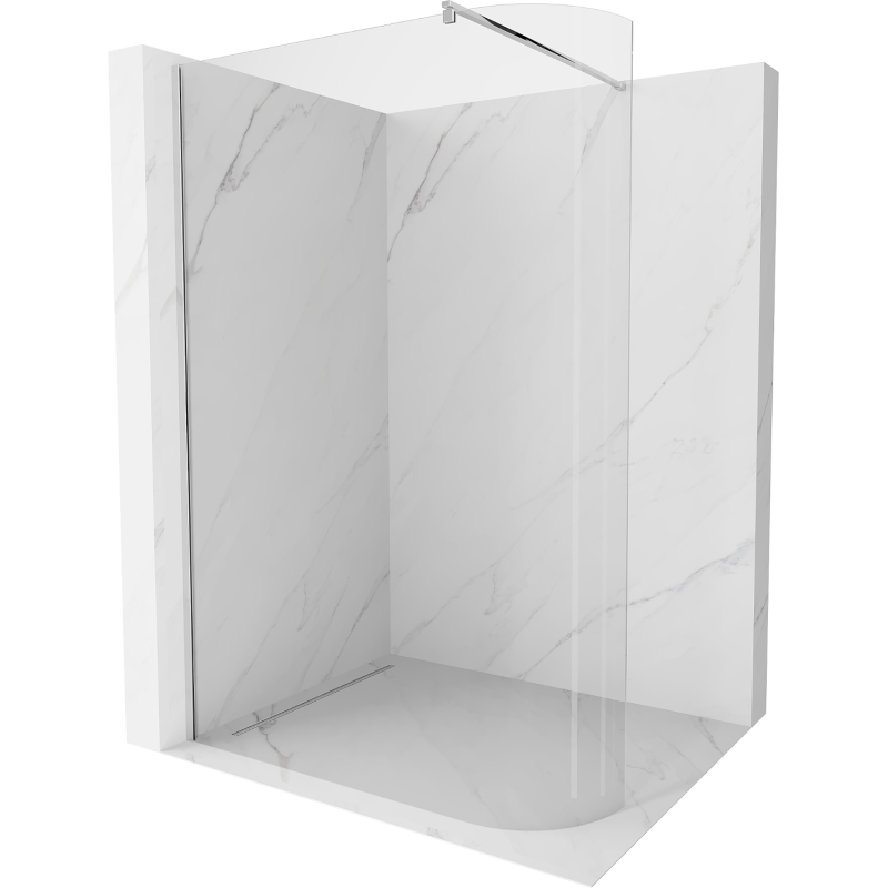 Mexen Kioto-R paroi de douche arrondie Walk-in 130 x 200 cm, transparent 8 mm, chrome - 800-130-101-01-06