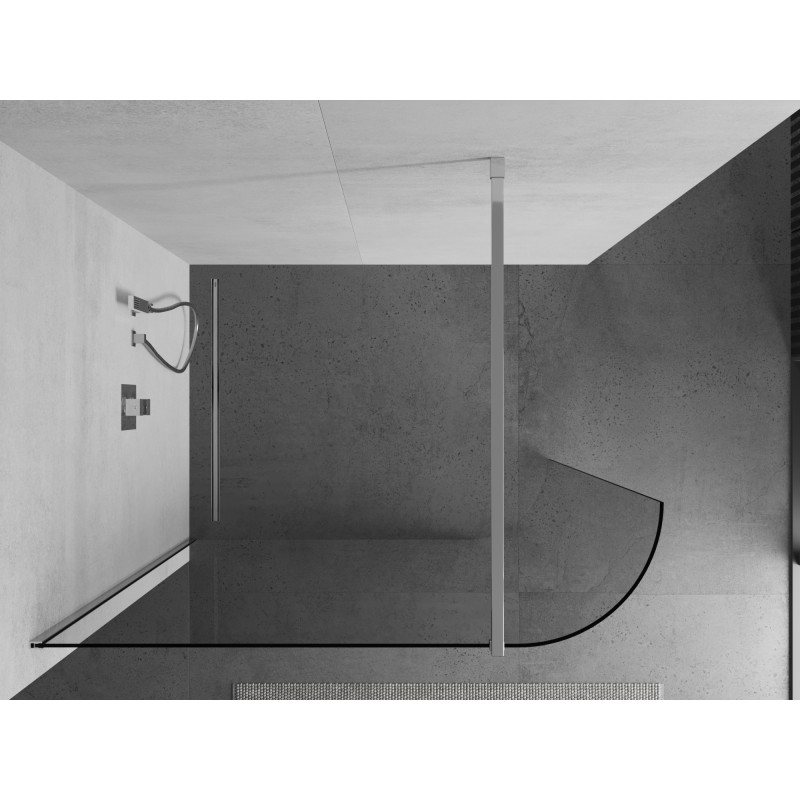 Mexen Kioto-R paroi de douche arrondie Walk-in 160 x 200 cm, transparent 8 mm, chrome - 800-160-101-01-06