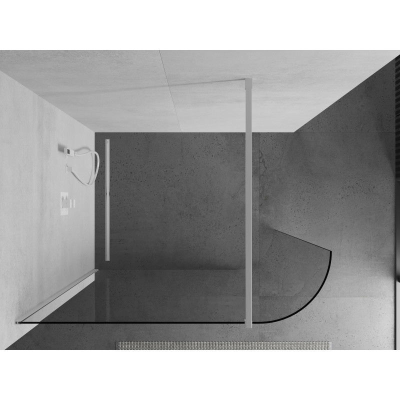 Mexen Kioto-R paroi de douche arrondie Walk-in 100 x 200 cm, transparent 8 mm, blanche - 800-100-101-20-06