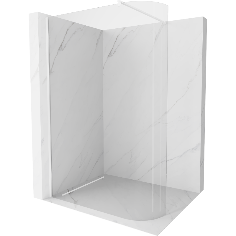 Mexen Kioto-R paroi de douche arrondie Walk-in 140 x 200 cm, transparent 8 mm, blanc - 800-140-101-20-06